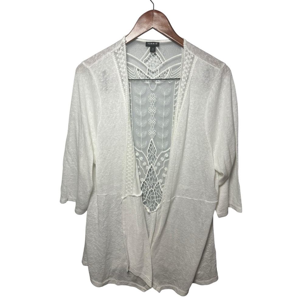 Torrid 3 White Cardigan Sweater Lightweight Open-Front Plus 3X